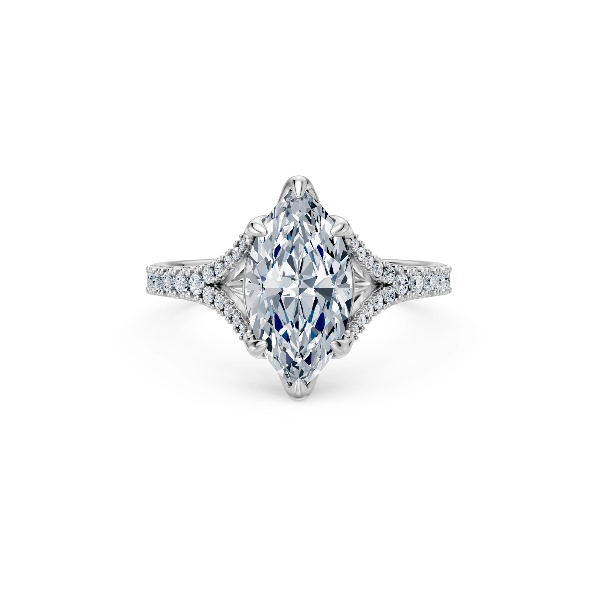 Marquise Lab Grown Diamond Micro Pave Eternity Ring 2.0ct by Qutahia Jewellery