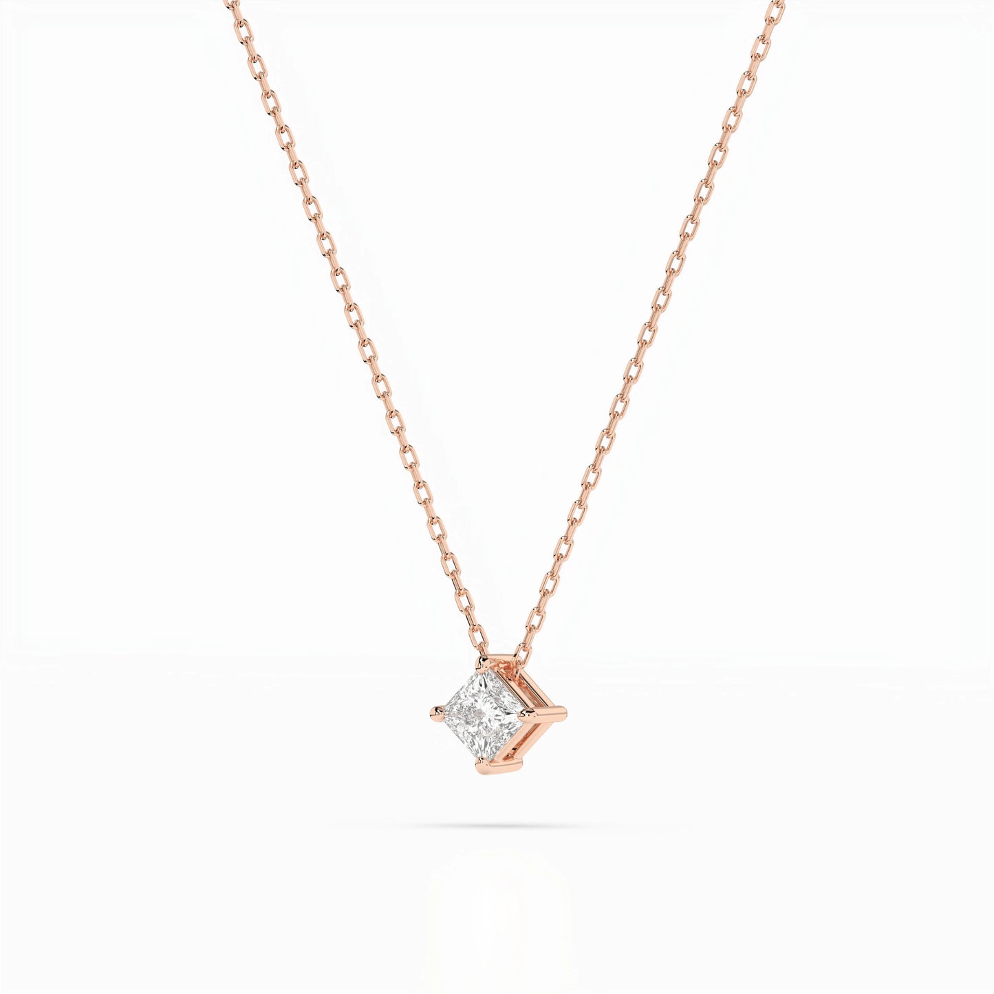 Solitaire Necklace (Princess), 0.1 ct — 104-10055(2.5)PR