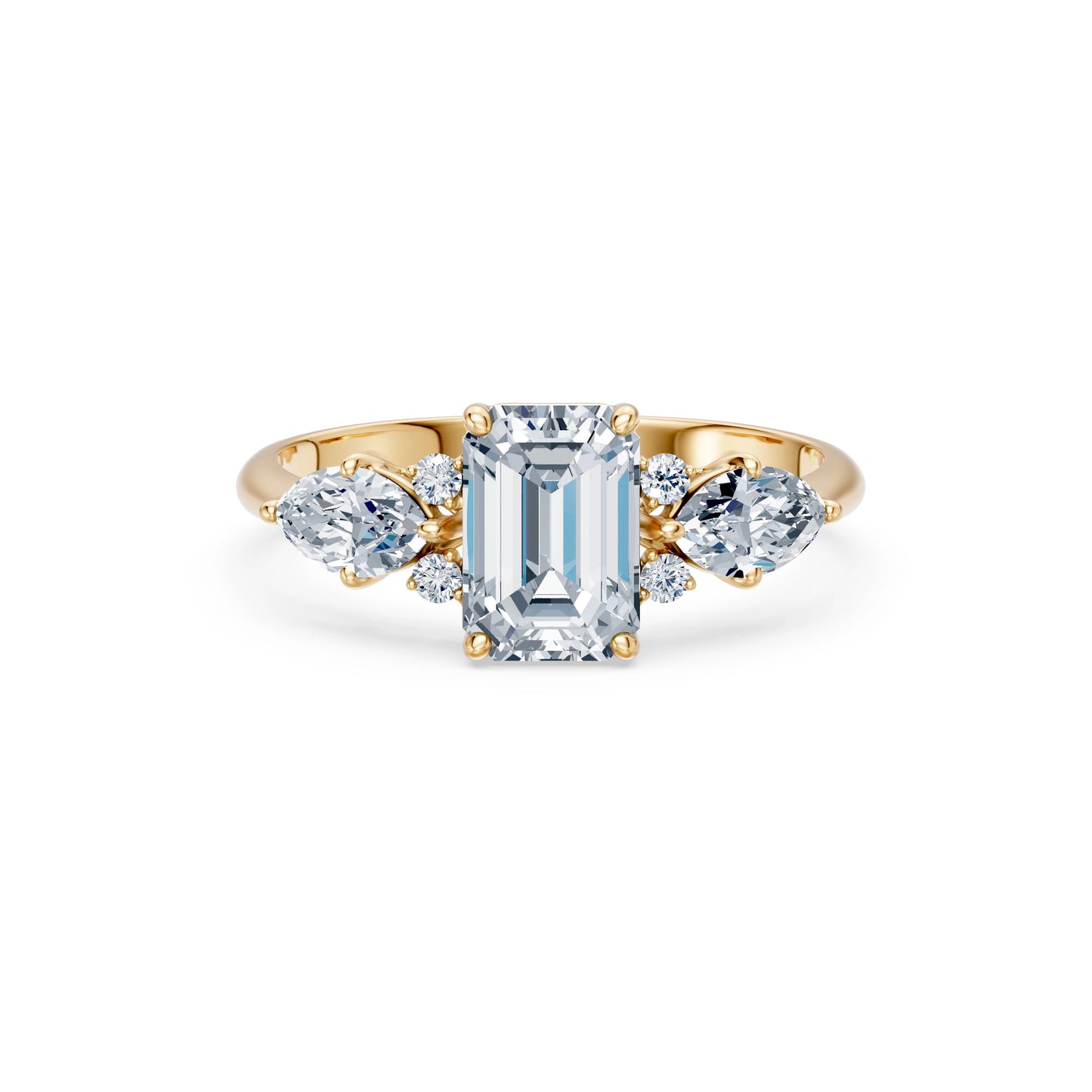 Emerald Lab Grown Diamond Side Stone Eternity Ring 1.5ct by Qutahia Jewellery