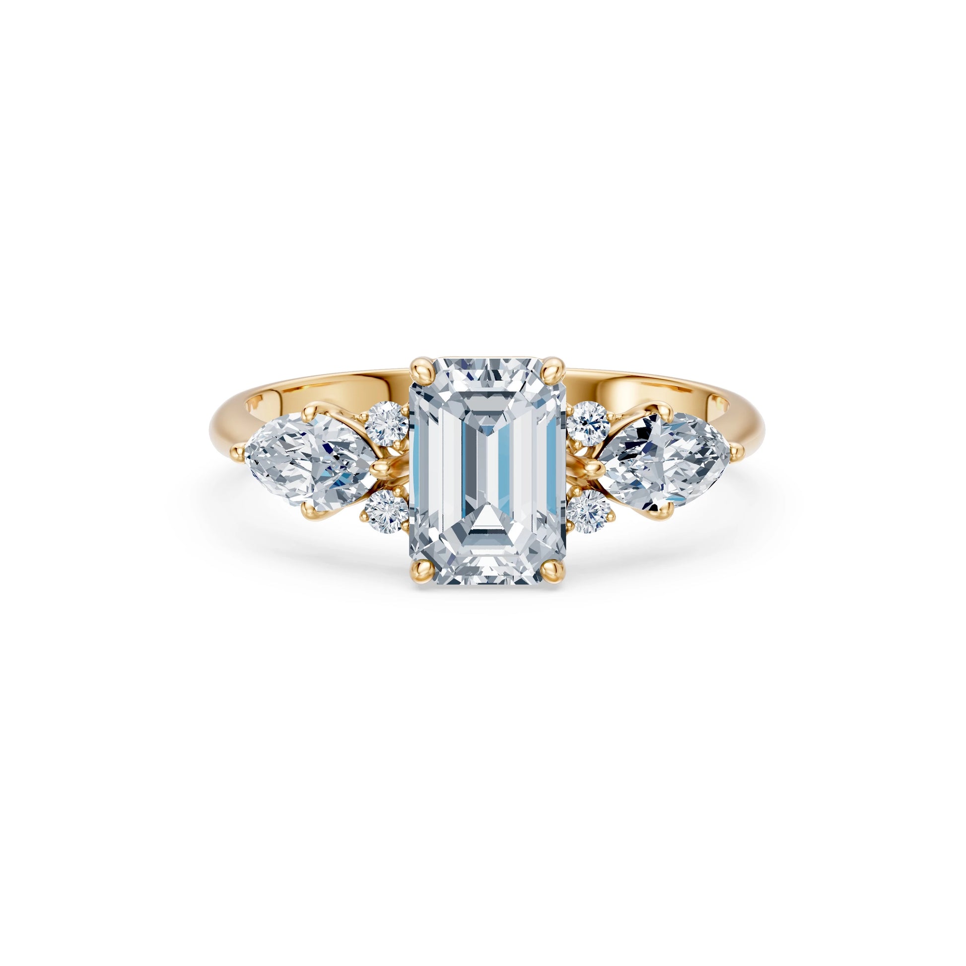 Emerald Lab Grown Diamond Side Stone Eternity Ring 1.5ct by Qutahia Jewellery