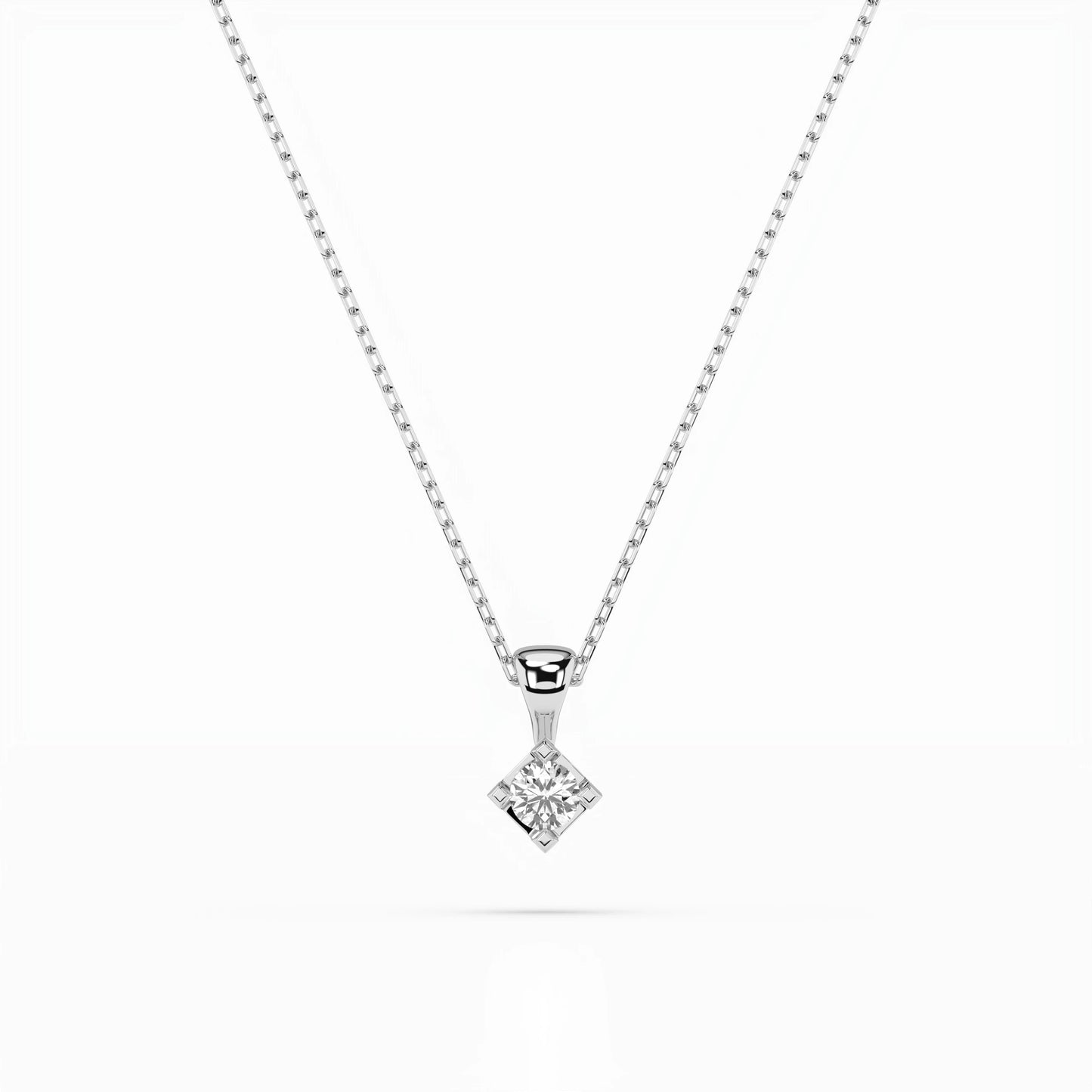 Solitaire Necklace (Round), 0.08 ct — 104-10014(2.7)