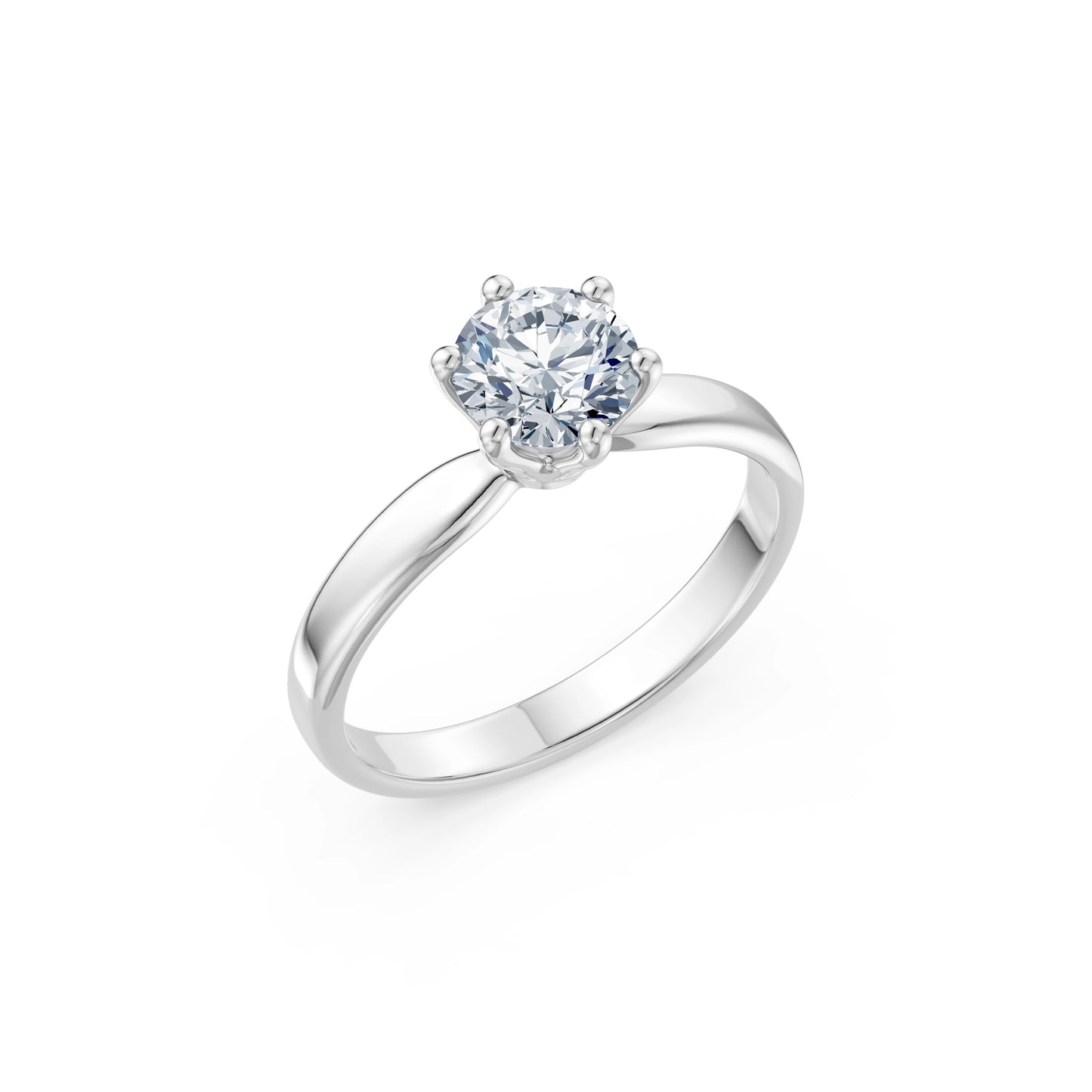 Round Brilliant Diamond Slim Solitaire Engagement Ring 1.0ct by Qutahia Jewellery
