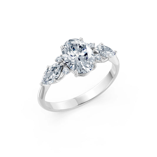 Oval Lab Grown Diamond Side Stone Eternity Ring 1.5ct by Qutahia Jewellery