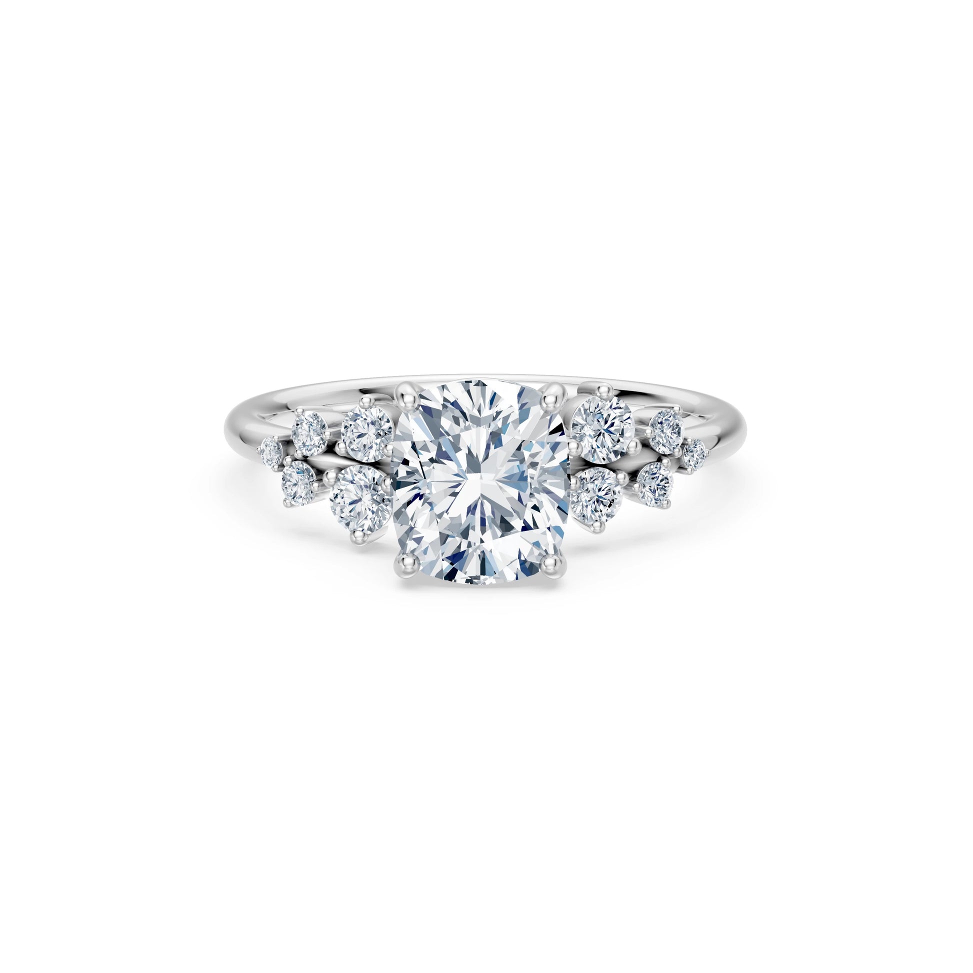 Cushion Lab Grown Diamond Classic Pave Eternity Ring 2.0ct by Qutahia Jewellery