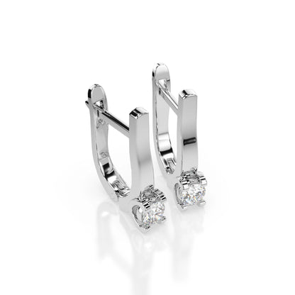 Solitaire English Lock Earring (Round), 0.3 ct — 102-10022(3.4)