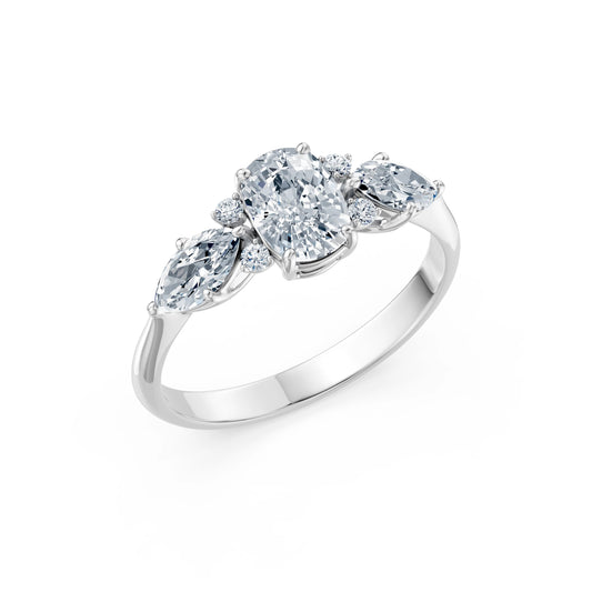 Cushion Lab Grown Diamond Side Stone Eternity Ring 1.0ct by Qutahia Jewellery
