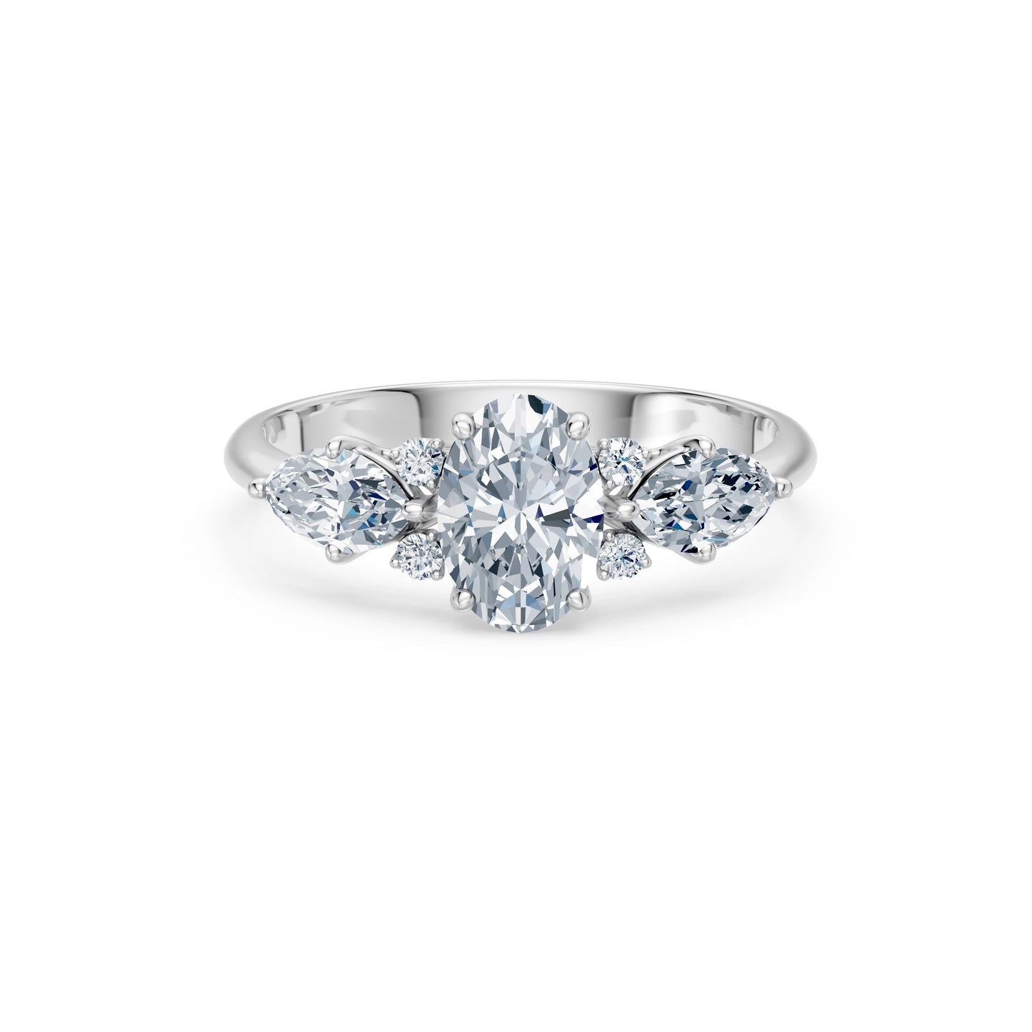 Oval Lab Grown Diamond Side Stone Eternity Ring 1.0ct by Qutahia Jewellery