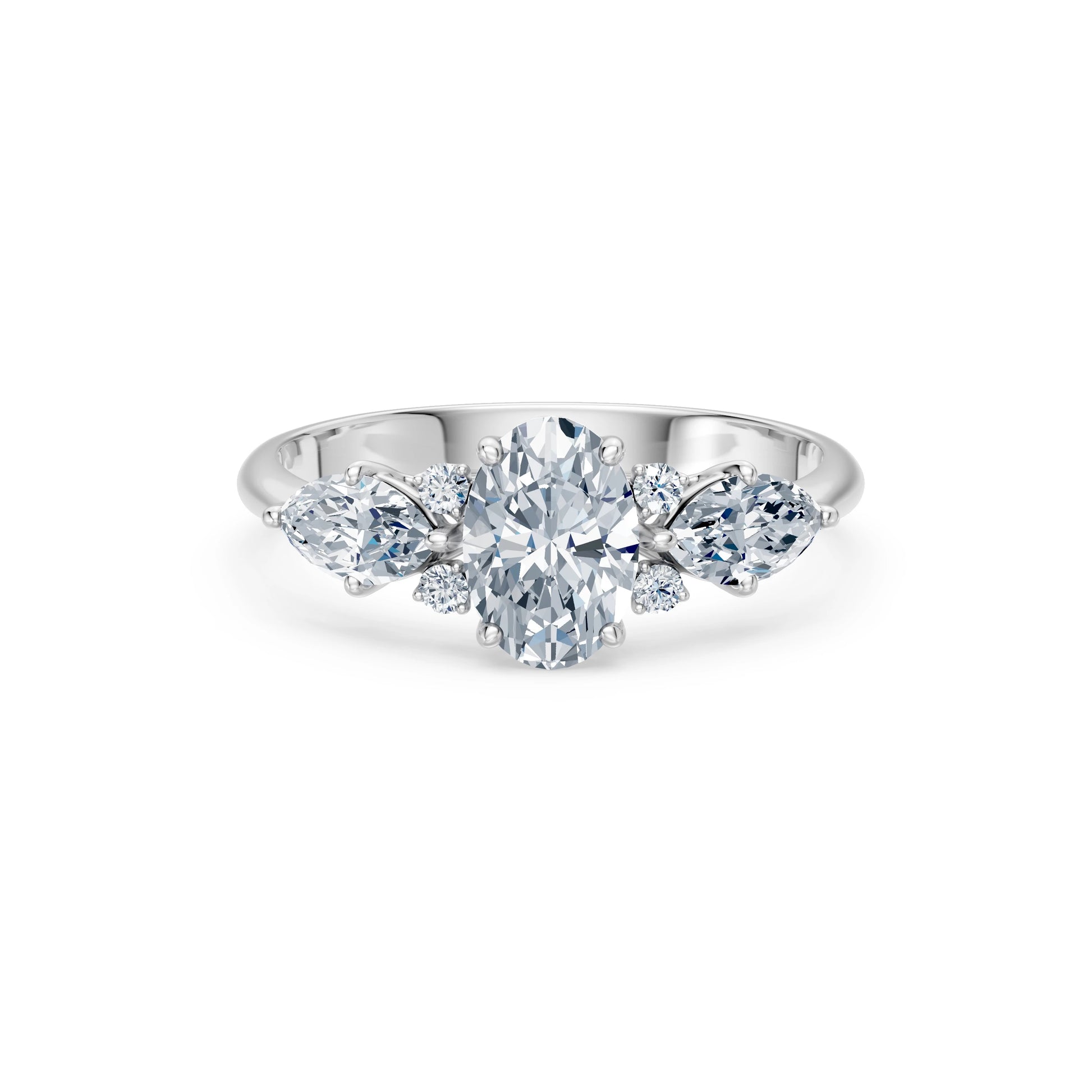 Oval Lab Grown Diamond Side Stone Eternity Ring 1.0ct by Qutahia Jewellery