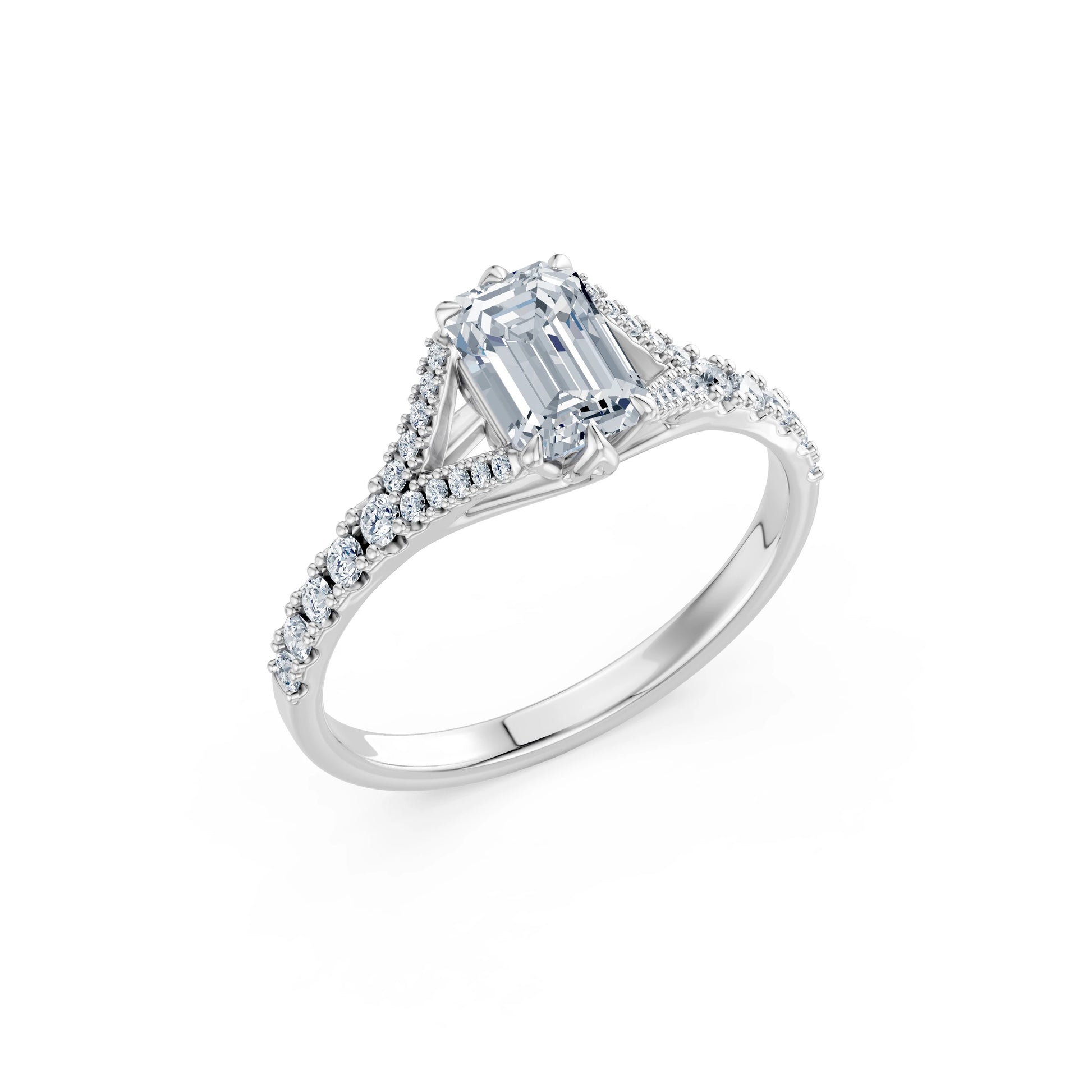 Emerald Lab Grown Diamond Micro Pave Eternity Ring 1.0ct by Qutahia Jewellery