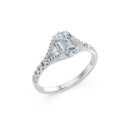 Emerald Lab Grown Diamond Micro Pave Eternity Ring 1.0ct by Qutahia Jewellery