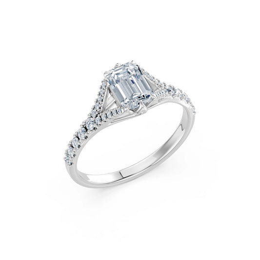 Emerald Lab Grown Diamond Micro Pave Eternity Ring 1.0ct by Qutahia Jewellery