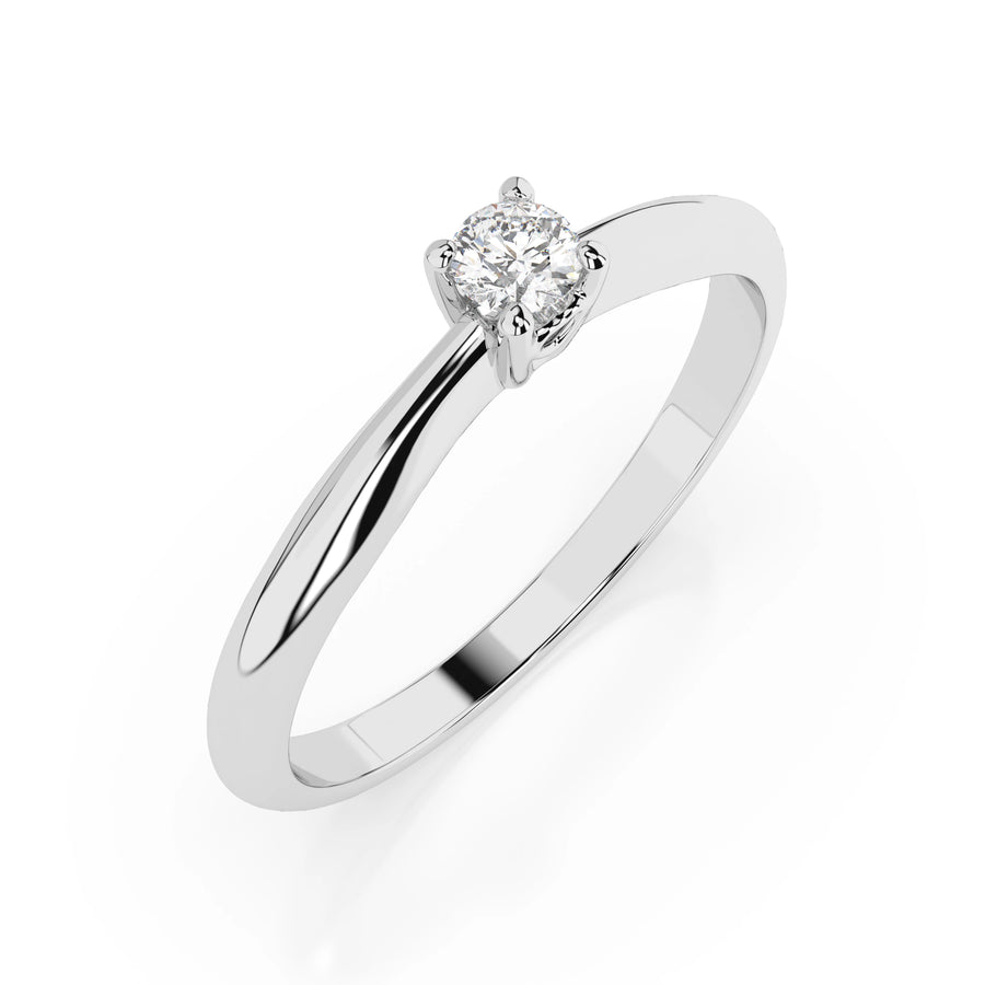 Solitaire Diamond Ring Round 0.06ct by Qutahia Jewellery