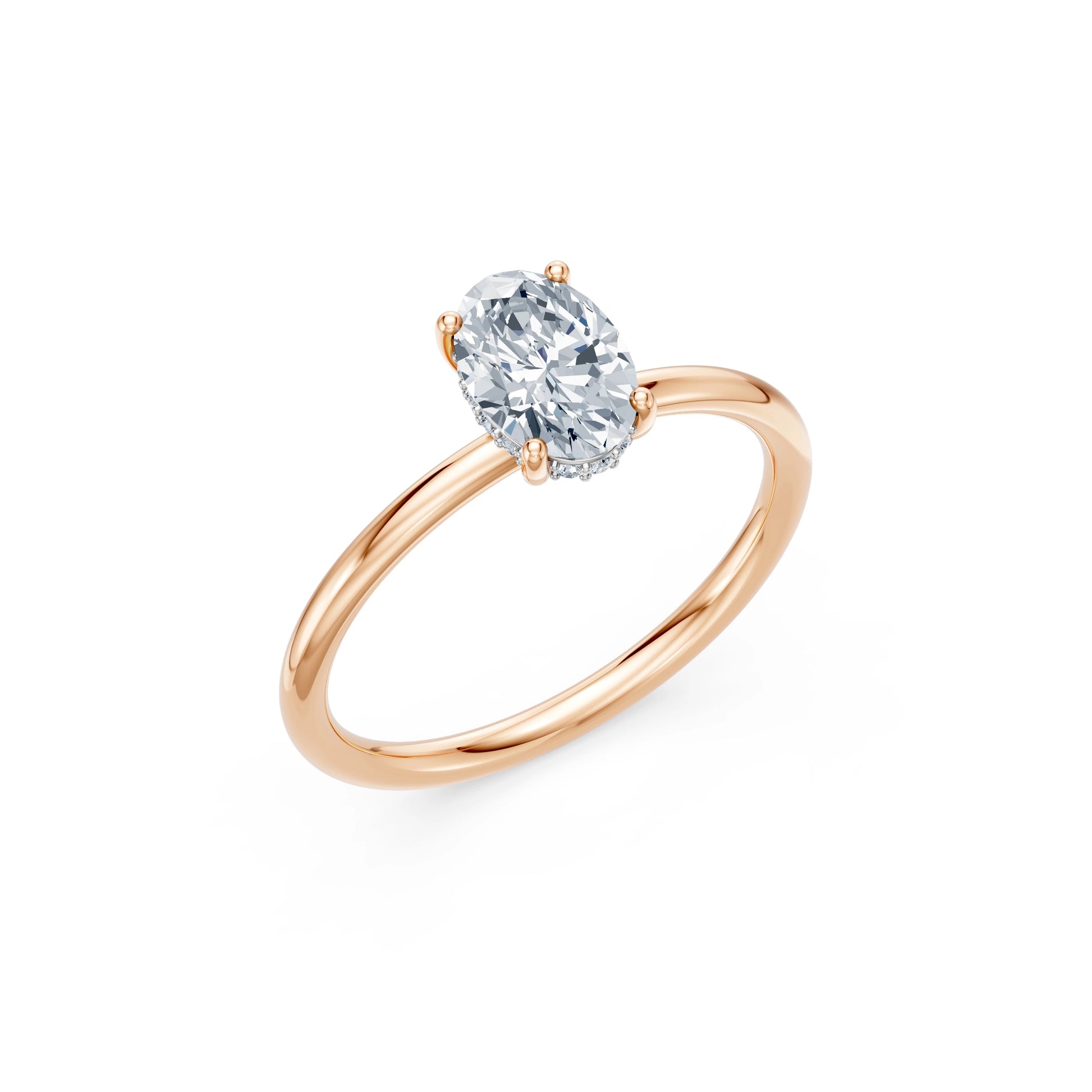 Oval Lab Grown Diamond Micro Pave Engagement Ring 1.0ct by Qutahia Jewellery