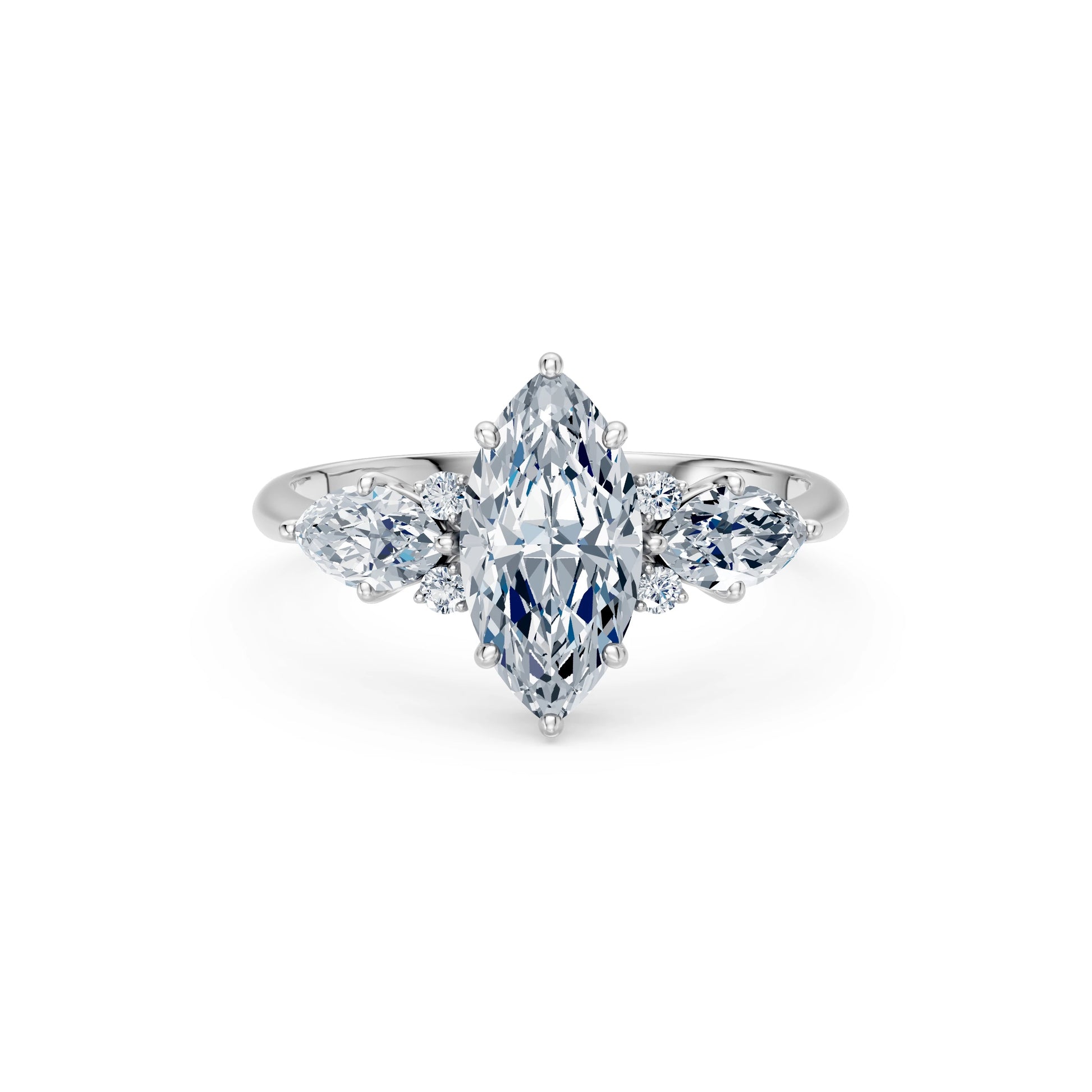 Marquise Lab Grown Diamond Side Stone Eternity Ring 1.5ct by Qutahia Jewellery