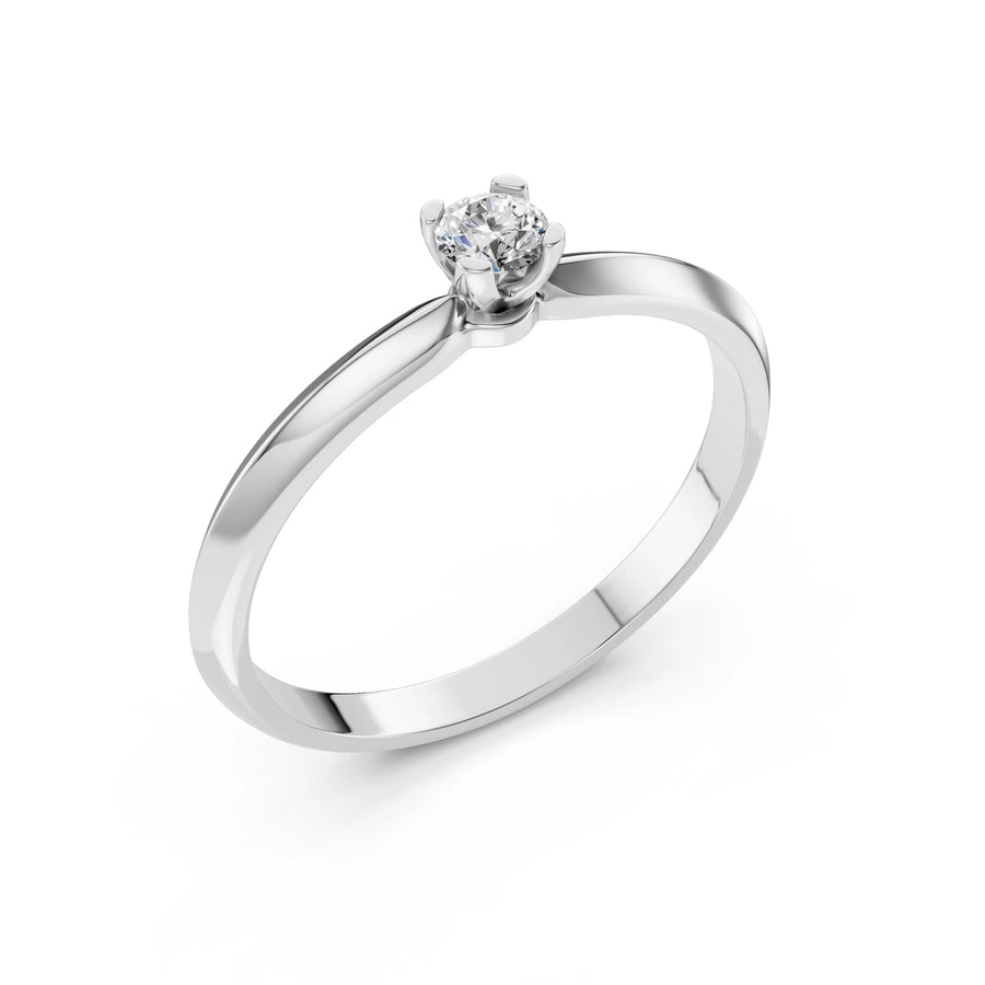 Solitaire Diamond Ring Round 0.1ct by Qutahia Jewellery