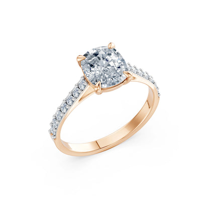 Cushion Lab Grown Diamond Slim Pave Eternity Ring 2.0ct by Qutahia Jewellery