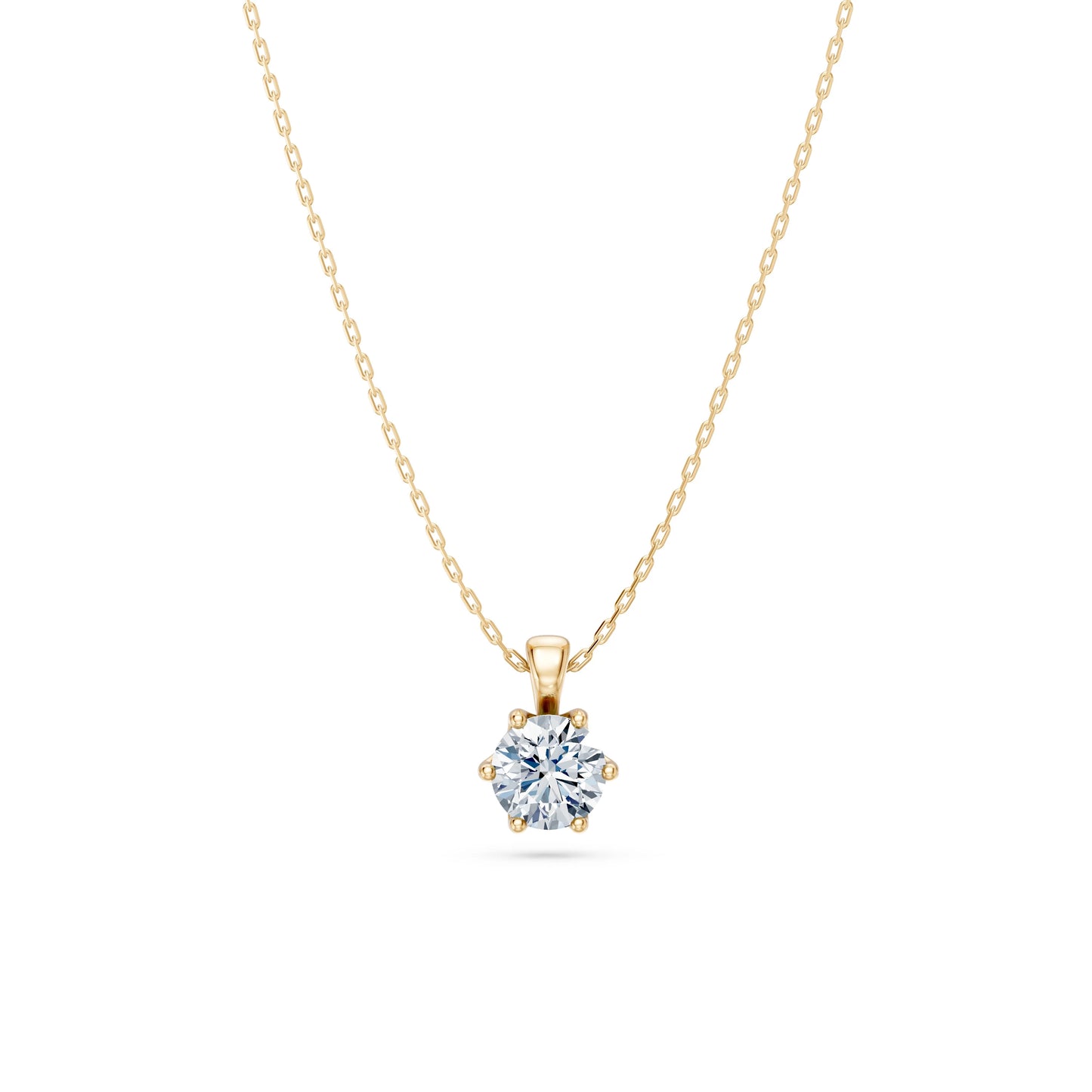 Round Brilliant Diamond Classic Solitaire Necklace 0.7ct by Qutahia Jewellery