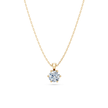 Round Brilliant Diamond Classic Solitaire Necklace 0.7ct by Qutahia Jewellery