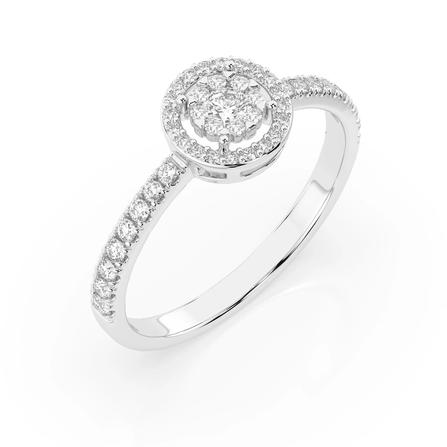 Illusion Diamond Ring Round 0.06ct by Qutahia Jewellery
