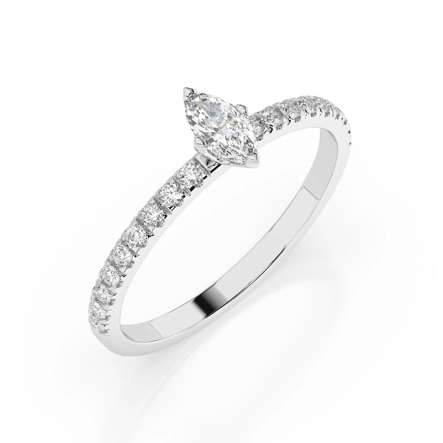 Solitaire Eternity Diamond Ring Marquise 0.1ct by Qutahia Jewellery