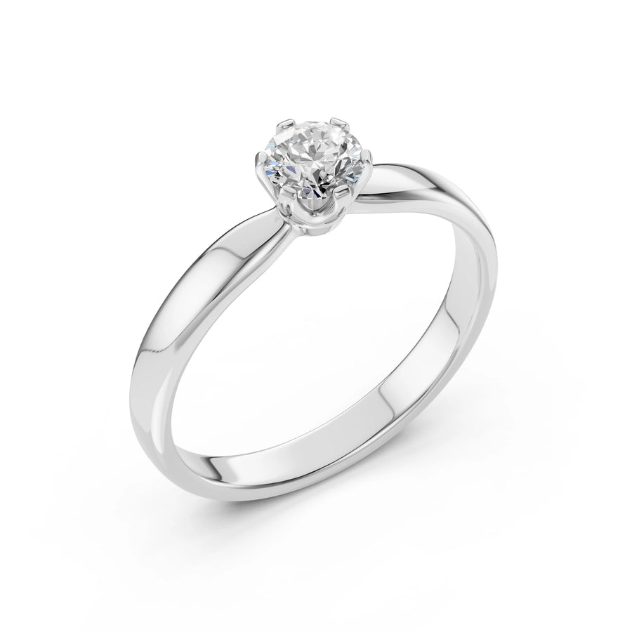 Solitaire Diamond Ring Round 0.4ct by Qutahia Jewellery