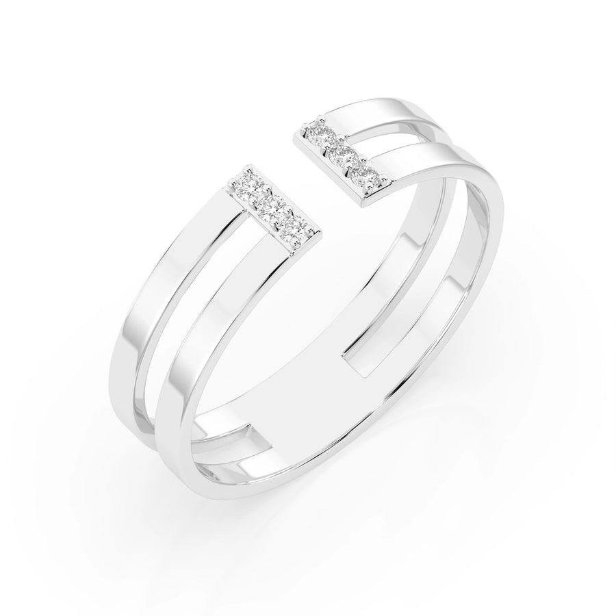 Minimalist Diamond Ring Round 0.06ct by Qutahia Jewellery