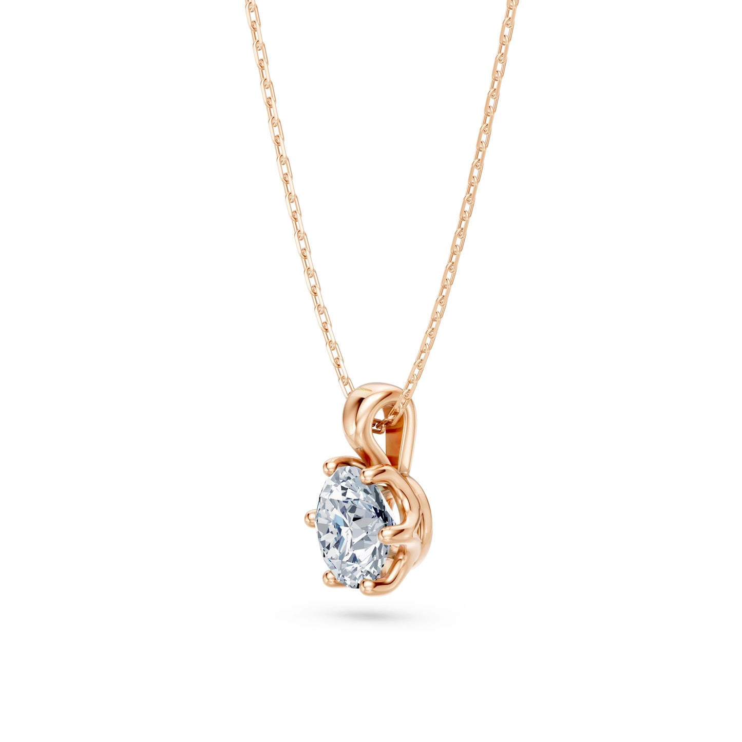 Round Brilliant Diamond Classic Solitaire Necklace 0.7ct by Qutahia Jewellery