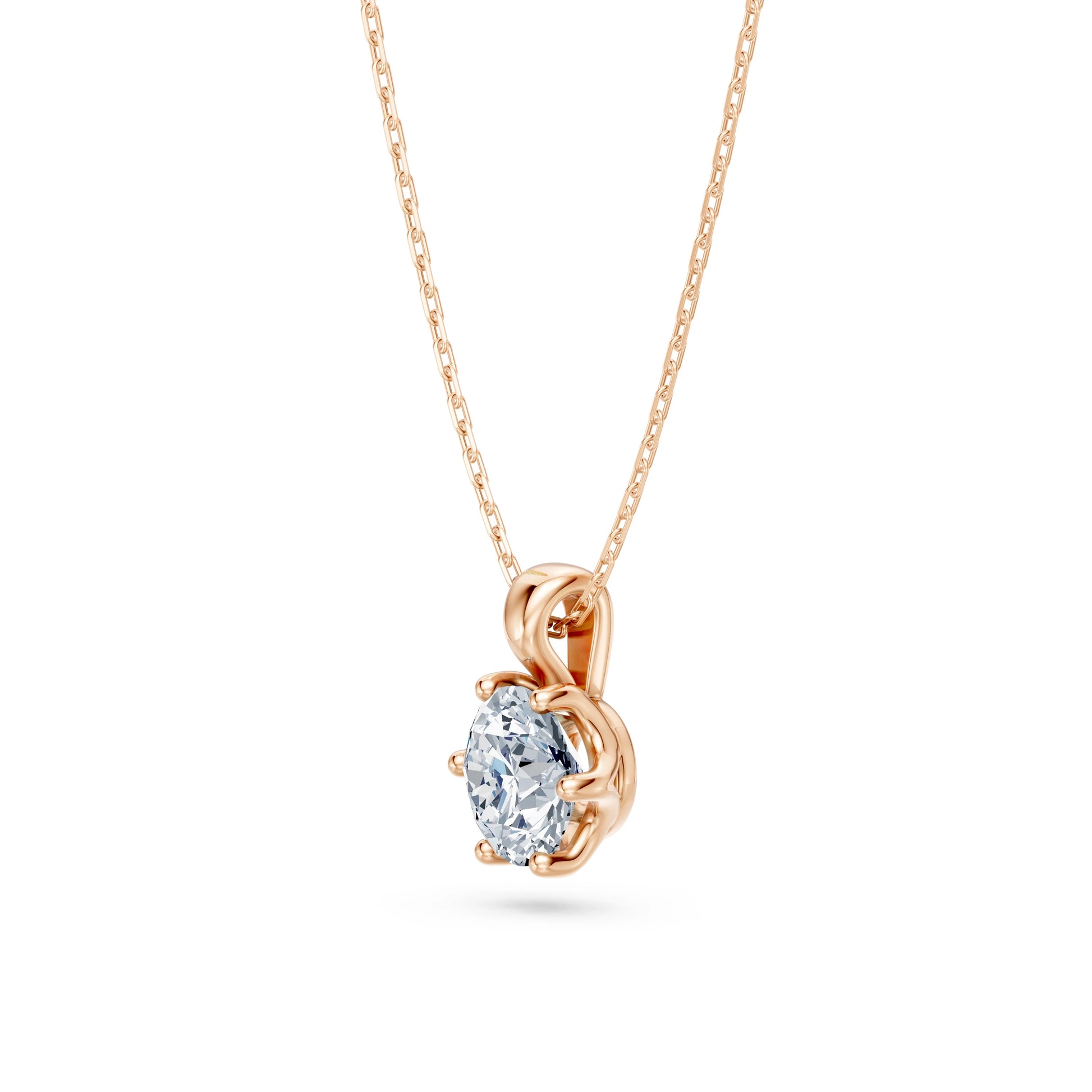 Round Brilliant Diamond Classic Solitaire Necklace 0.7ct by Qutahia Jewellery