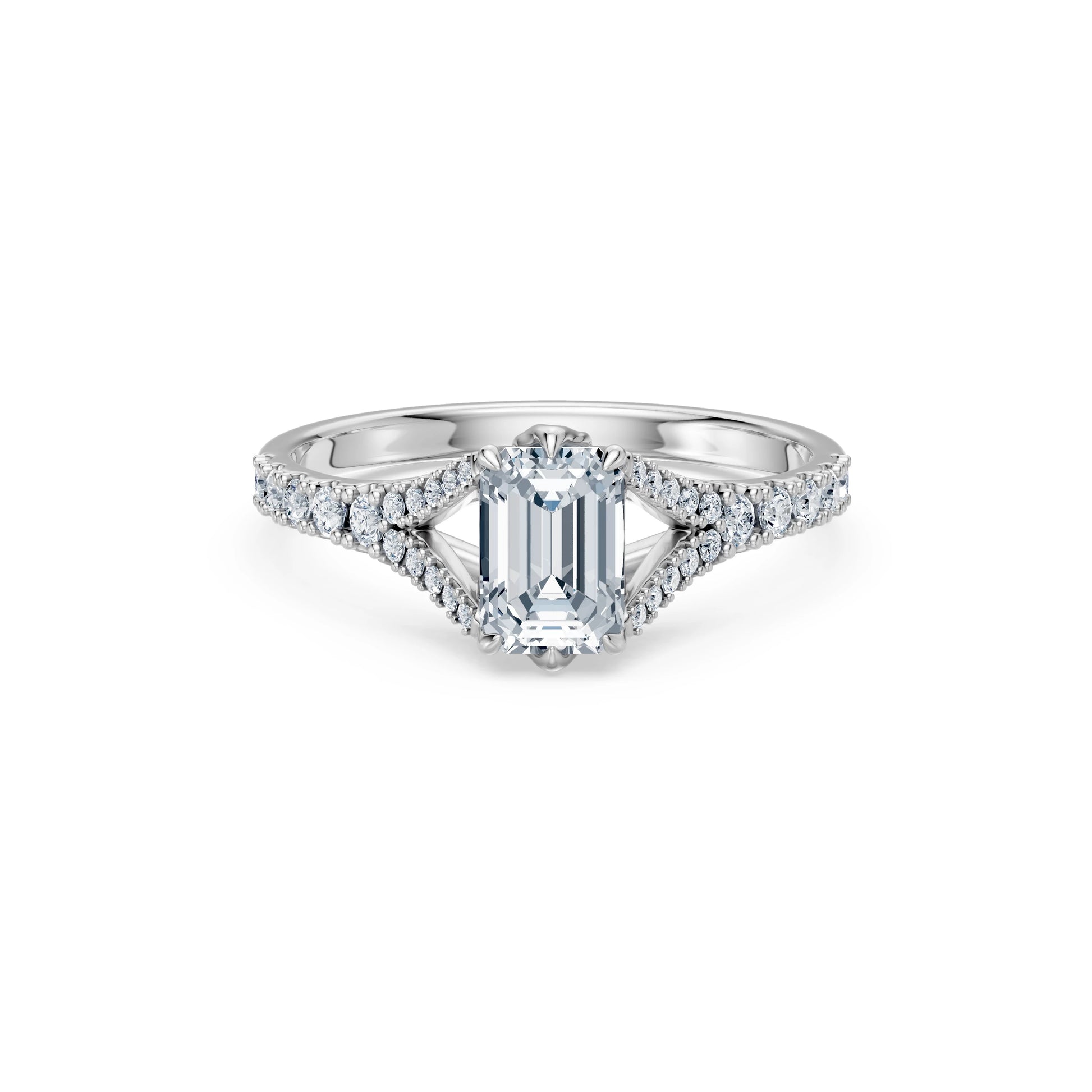 Emerald Lab Grown Diamond Micro Pave Eternity Ring 1.5ct by Qutahia Jewellery