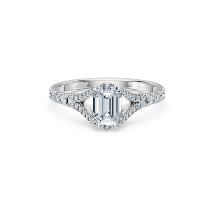 Emerald Lab Grown Diamond Micro Pave Eternity Ring 1.5ct by Qutahia Jewellery