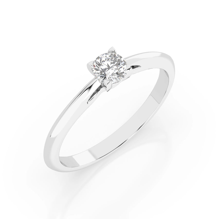 Solitaire Diamond Ring Round 0.3ct by Qutahia Jewellery