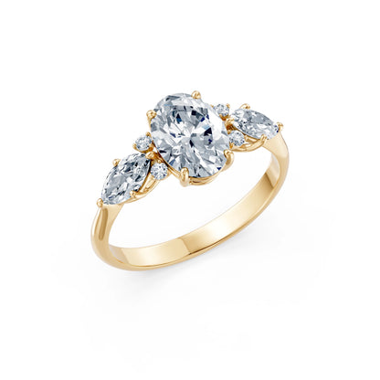 Oval Lab Grown Diamond Side Stone Eternity Ring 1.5ct by Qutahia Jewellery