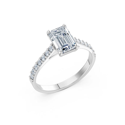 Emerald Lab Grown Diamond Slim Pave Eternity Ring 1.5ct by Qutahia Jewellery