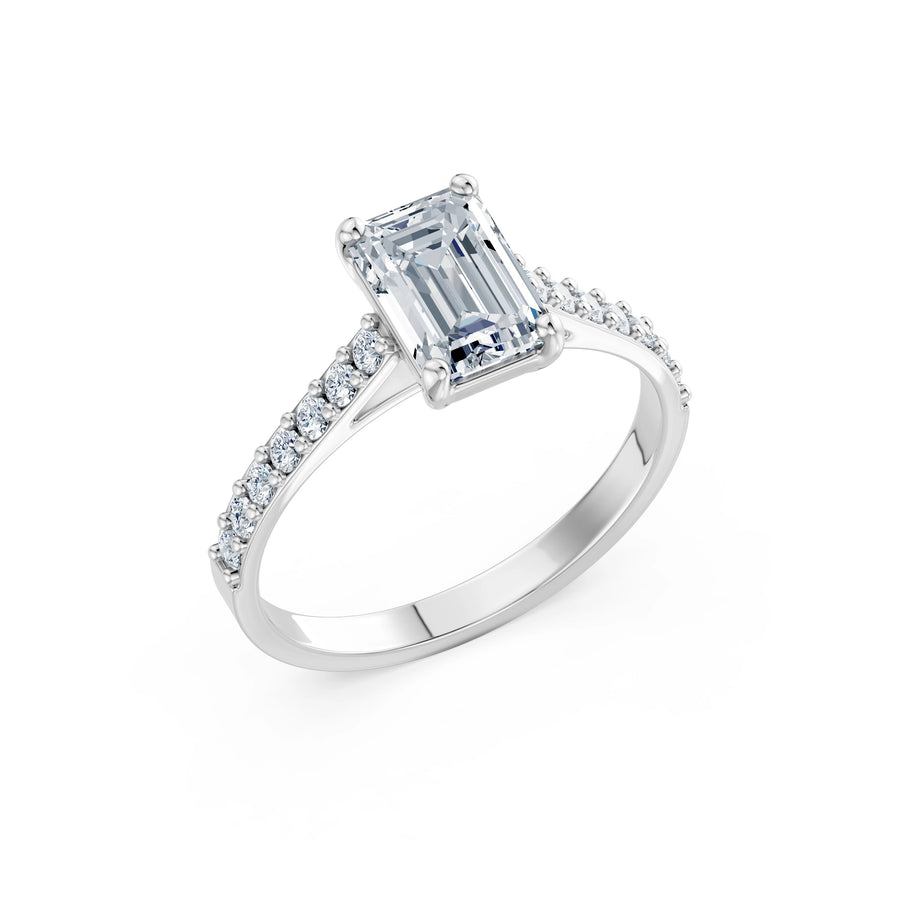 Emerald Lab Grown Diamond Slim Pave Eternity Ring 1.5ct by Qutahia Jewellery