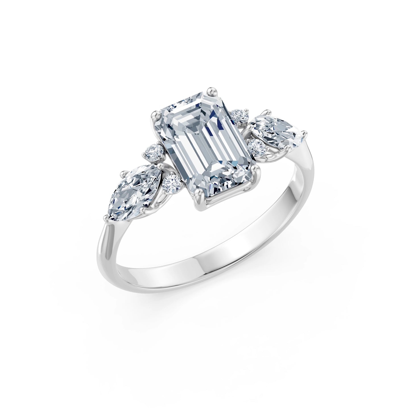 Emerald Lab Grown Diamond Side Stone Eternity Ring 2.0ct by Qutahia Jewellery