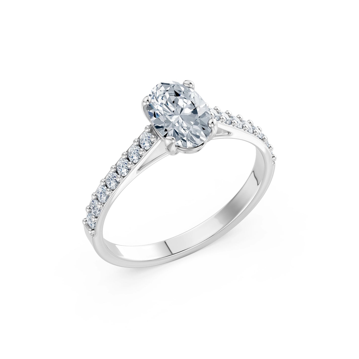 Oval Lab Grown Diamond Slim Pave Eternity Ring 1.0ct by Qutahia Jewellery