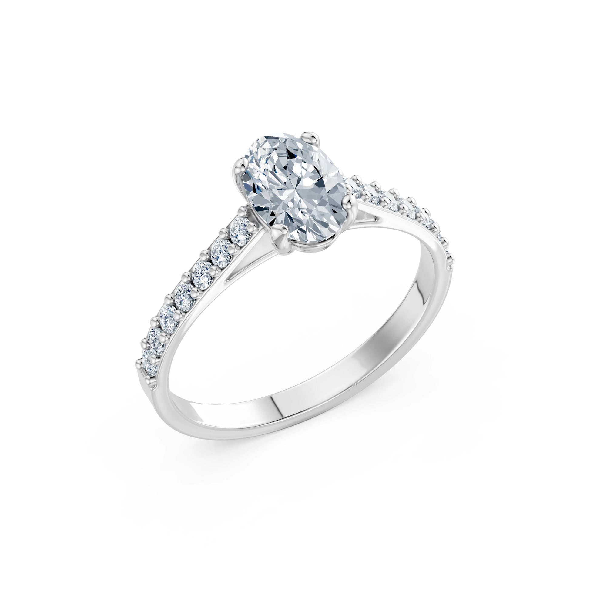 Oval Lab Grown Diamond Slim Pave Eternity Ring 1.0ct by Qutahia Jewellery