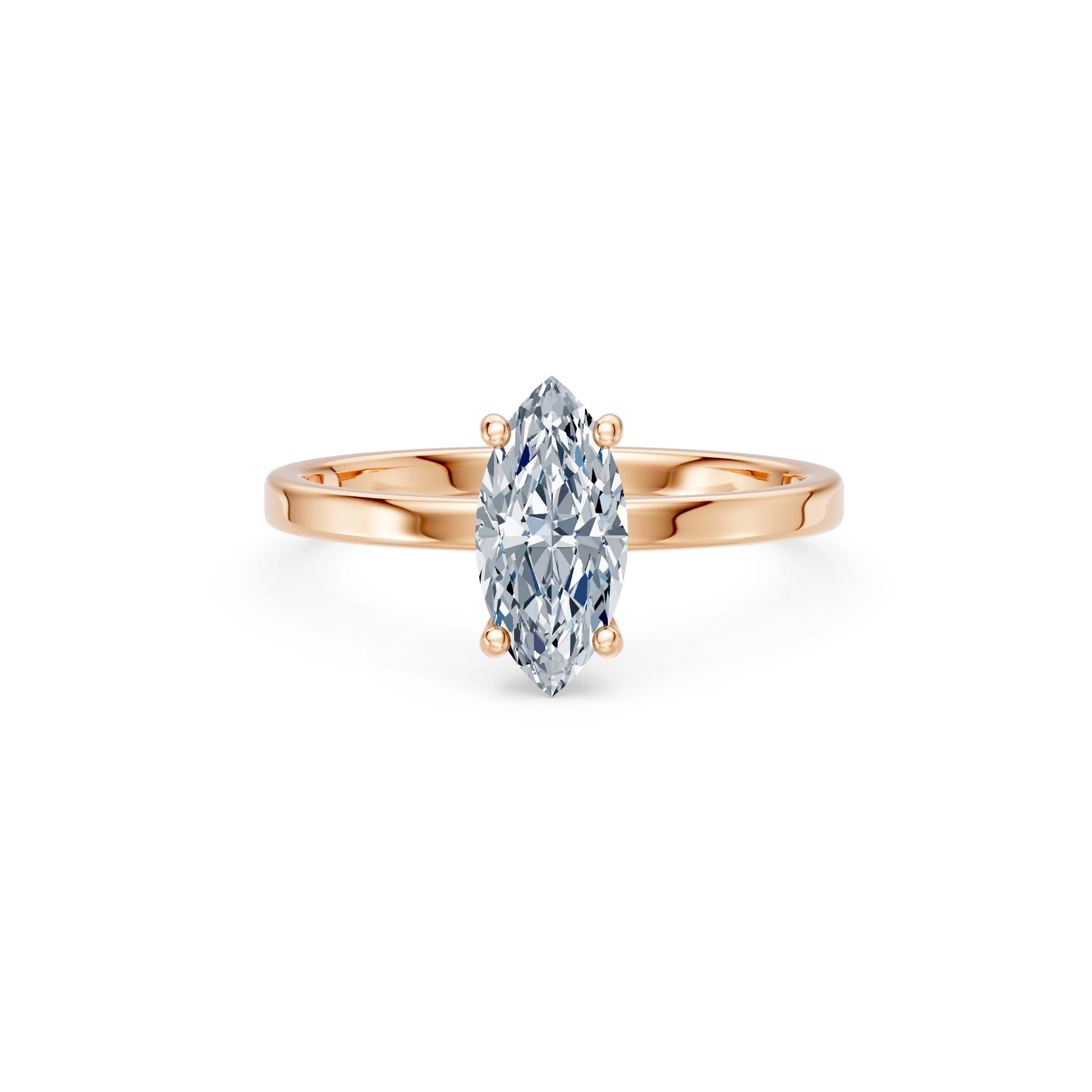 Marquise Lab Grown Diamond Solitaire Engagement Ring 1.0ct by Qutahia Jewellery
