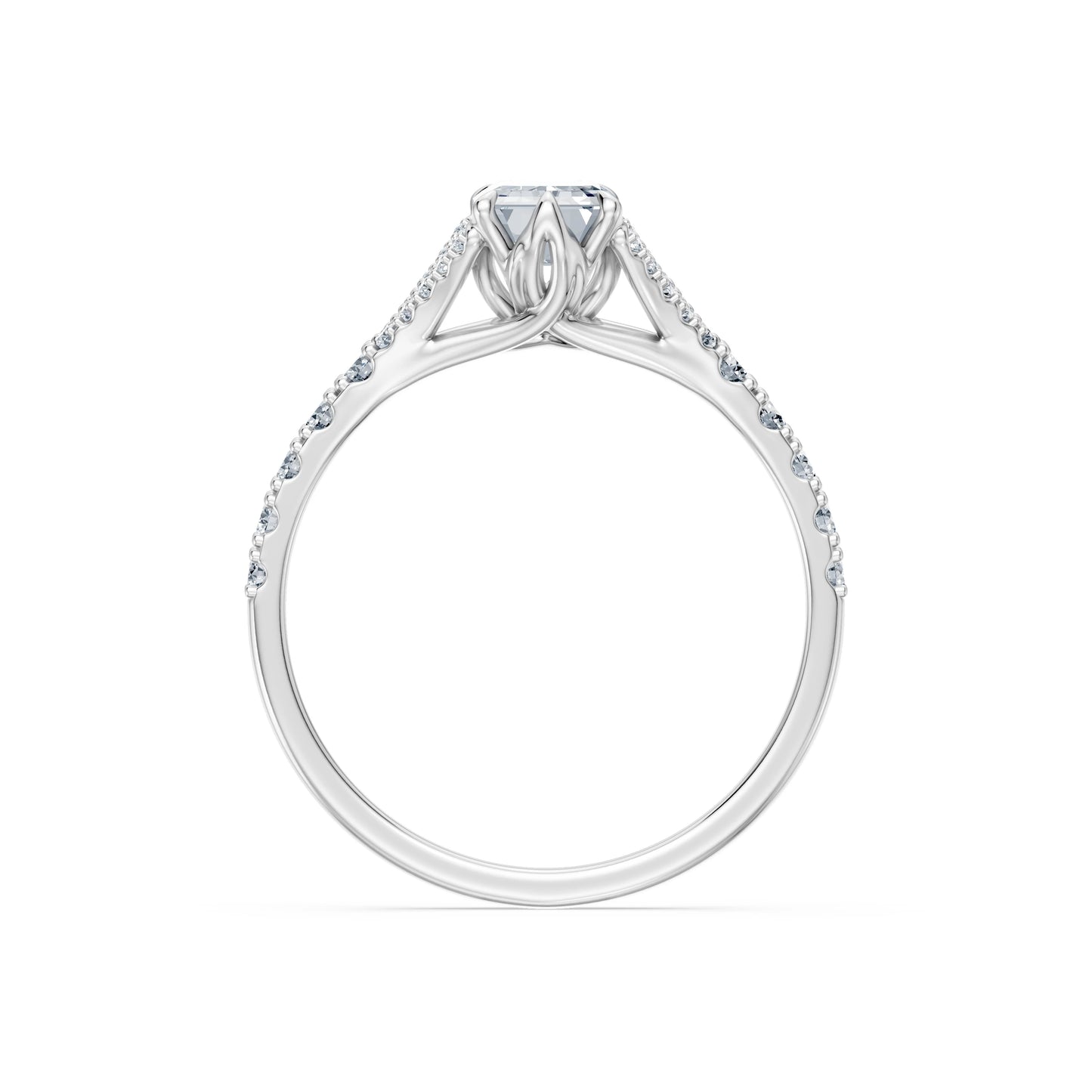 Emerald Lab Grown Diamond Micro Pave Eternity Ring 1.5ct by Qutahia Jewellery