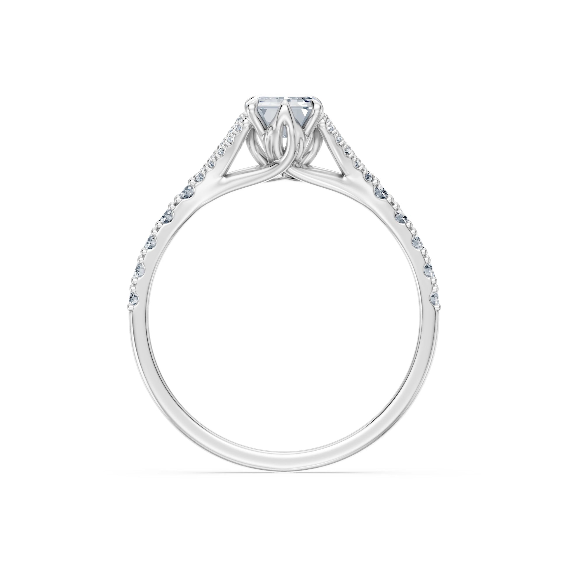 Emerald Lab Grown Diamond Micro Pave Eternity Ring 1.5ct by Qutahia Jewellery