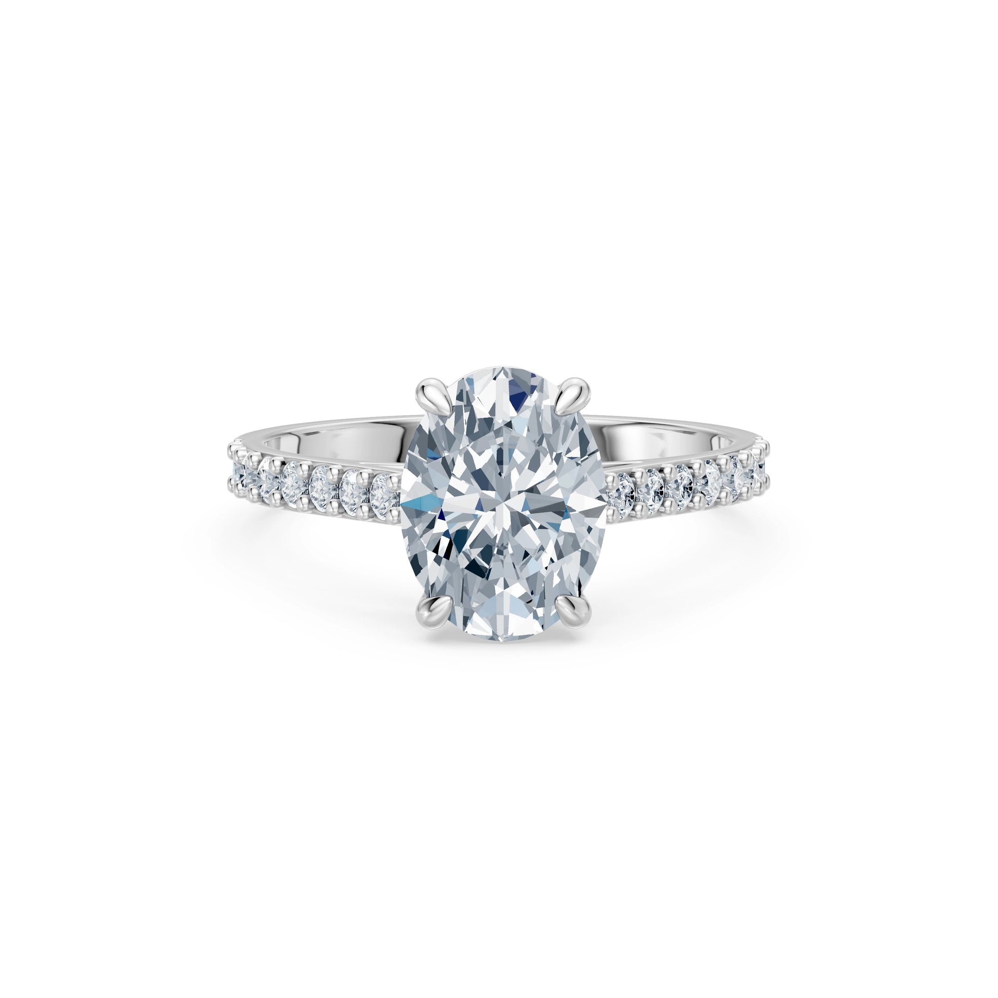 Oval Lab Grown Diamond Slim Pave Eternity Ring 2.0ct by Qutahia Jewellery