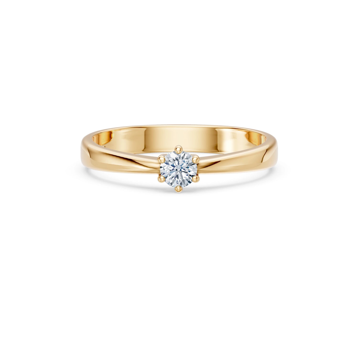 Round Brilliant Diamond Classic Solitaire Engagement Ring 0.2ct by Qutahia Jewellery