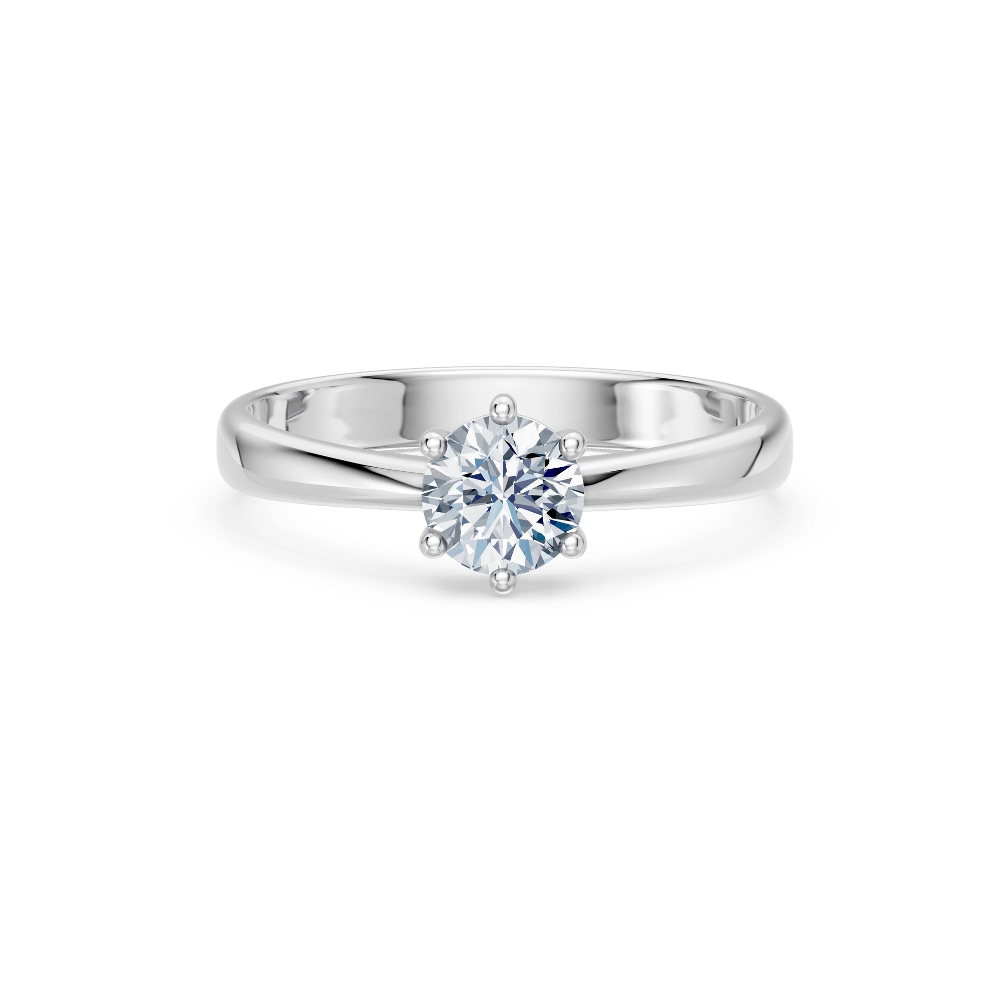 Round Brilliant Diamond Solitaire Engagement Ring 0.7ct by Qutahia Jewellery