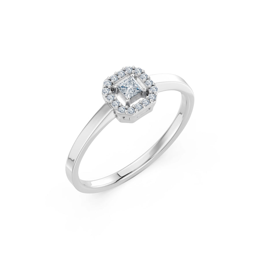 Solitaire Eternity Diamond Ring Princess 0.17ct by Qutahia Jewellery