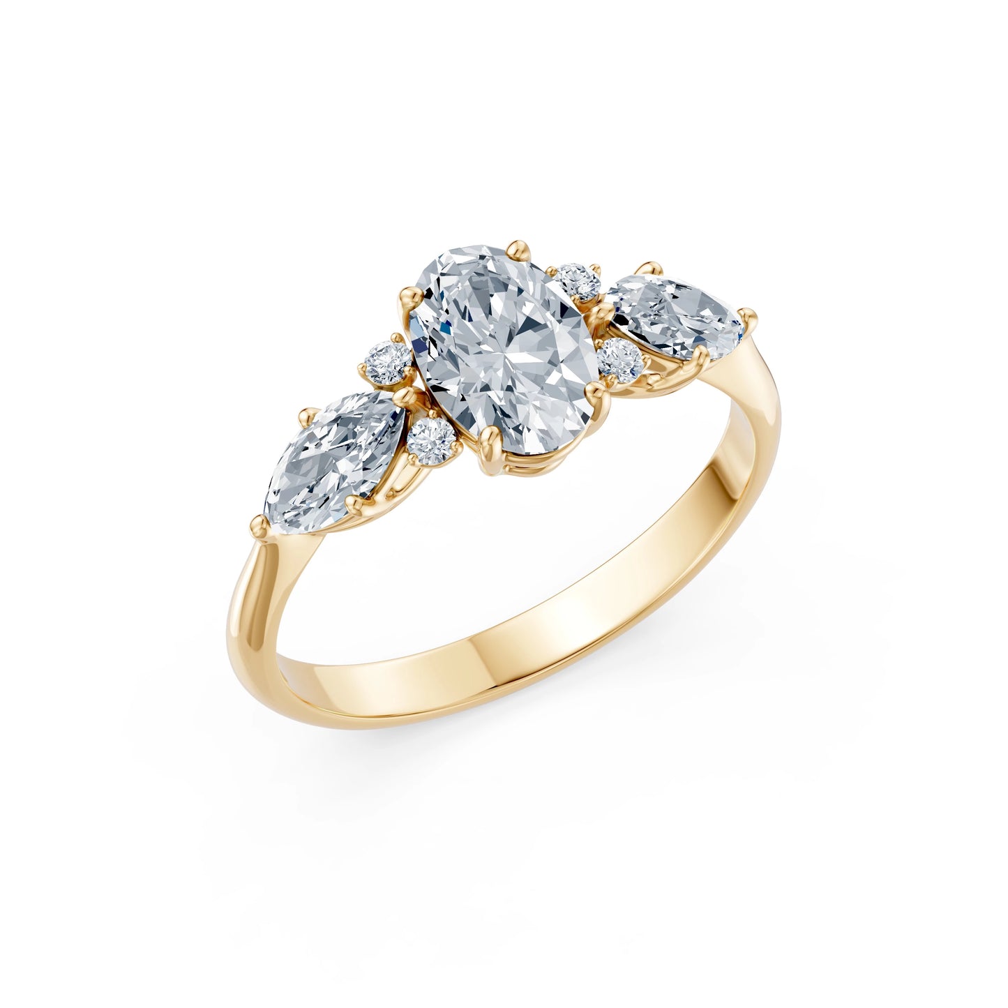 Oval Lab Grown Diamond Side Stone Eternity Ring 1.0ct by Qutahia Jewellery