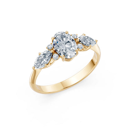 Oval Lab Grown Diamond Side Stone Eternity Ring 1.0ct by Qutahia Jewellery