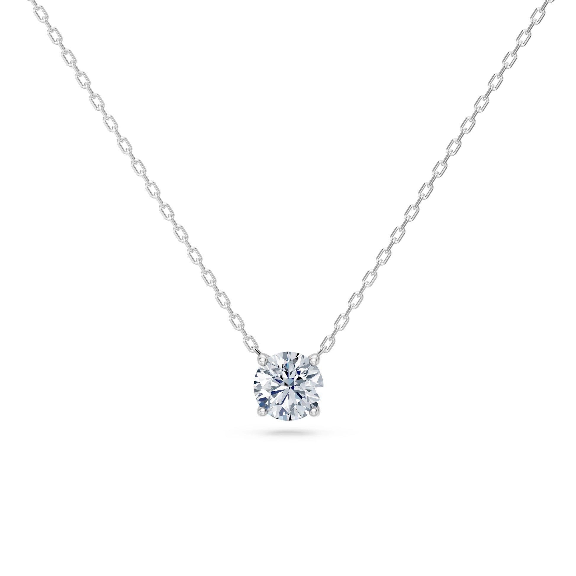 Round Brilliant Diamond Fine Solitaire Necklace 0.7ct by Qutahia Jewellery