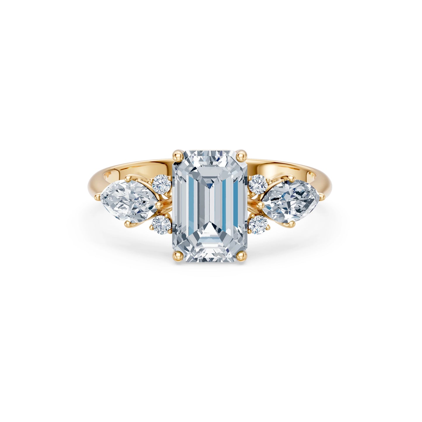 Emerald Lab Grown Diamond Side Stone Eternity Ring 2.0ct by Qutahia Jewellery