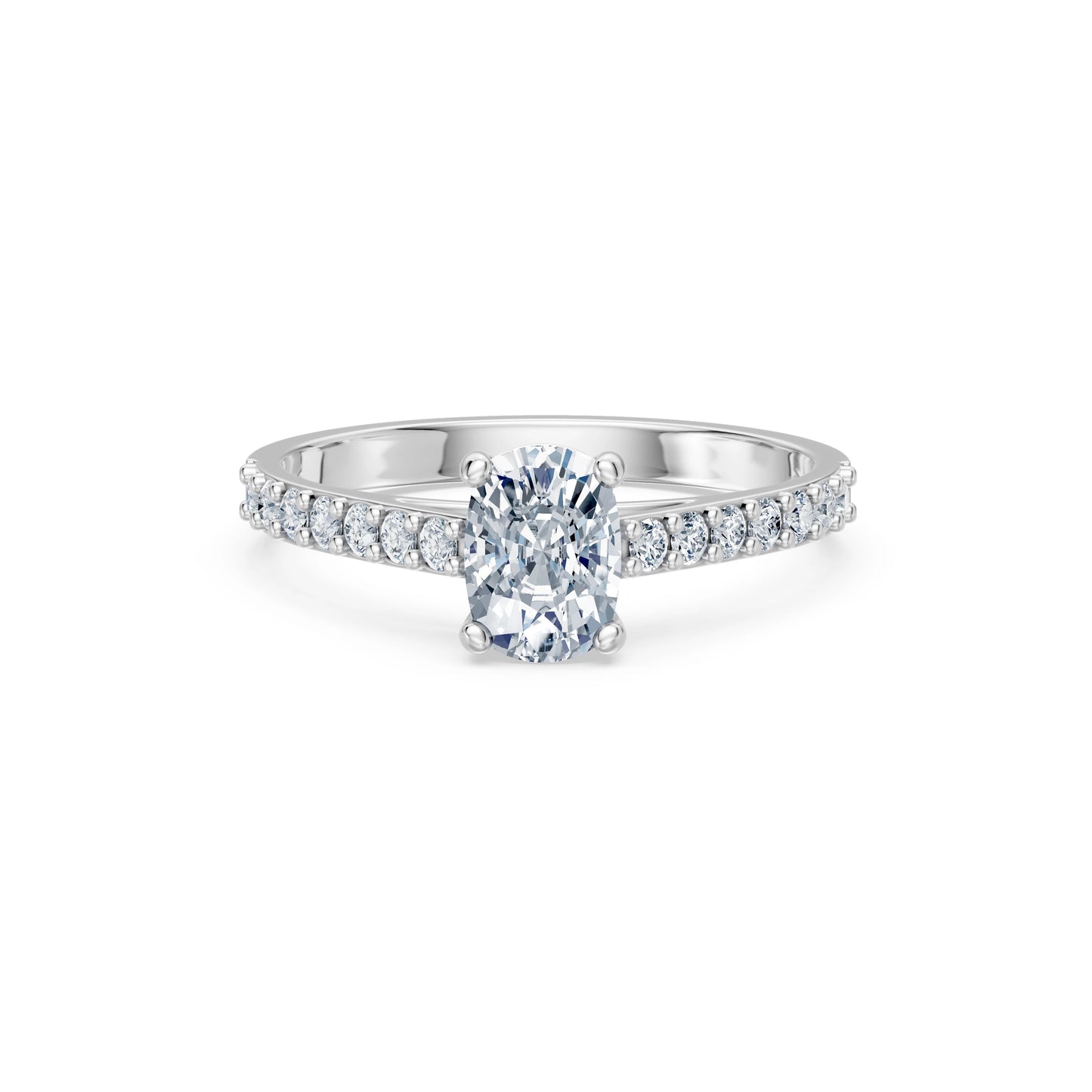 Cushion Lab Grown Diamond Slim Pave Eternity Ring 1.0ct by Qutahia Jewellery