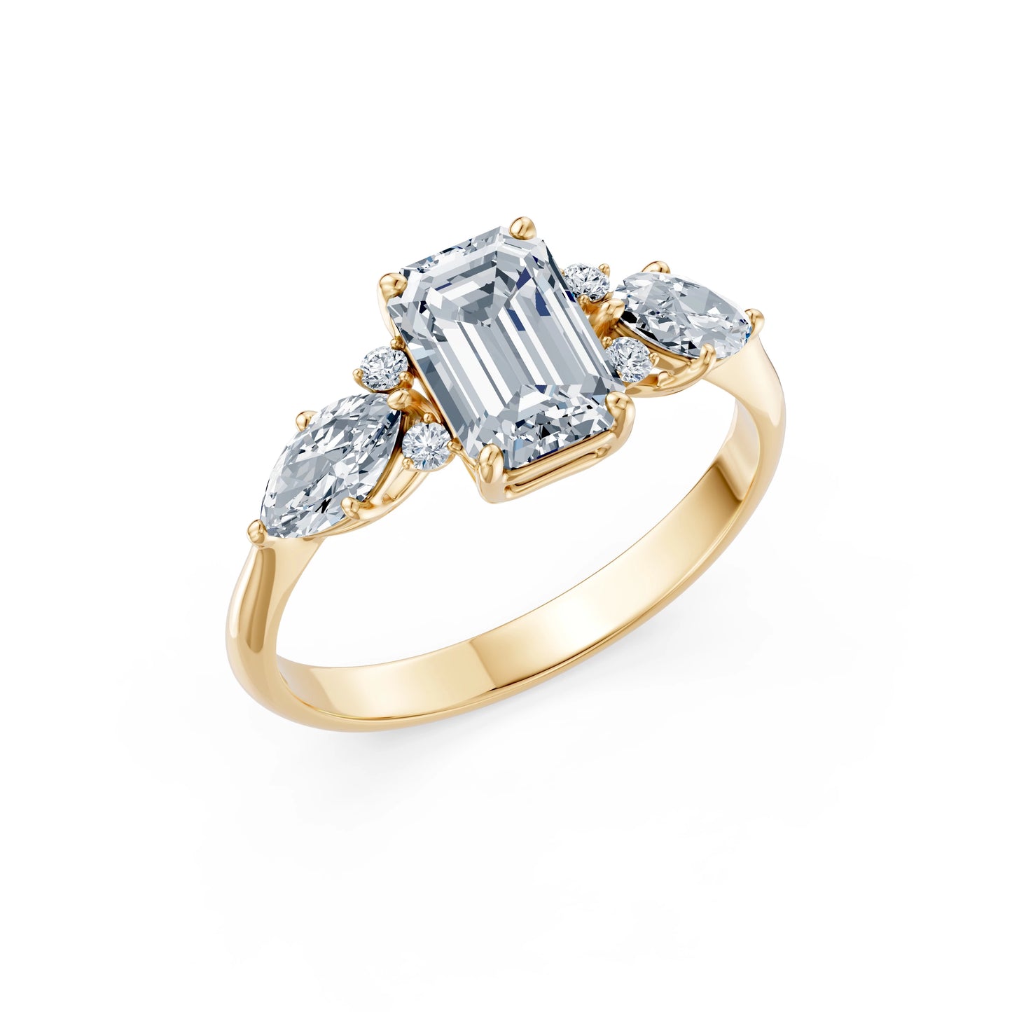 Emerald Lab Grown Diamond Side Stone Eternity Ring 1.5ct by Qutahia Jewellery